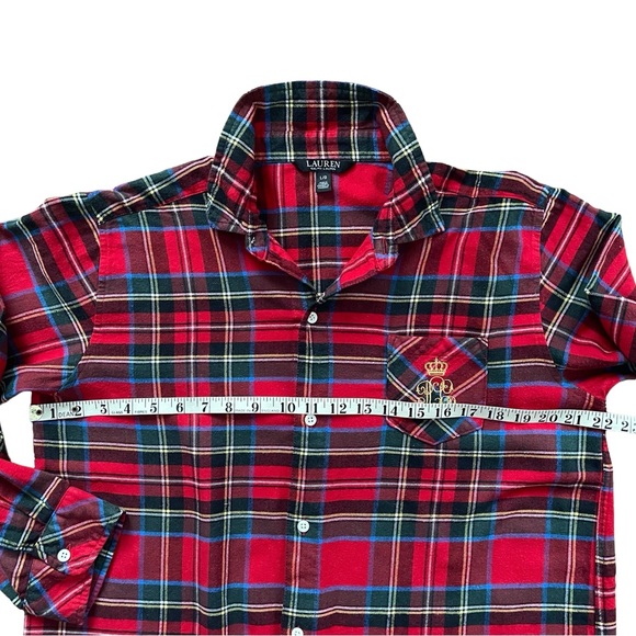 Ralph Lauren Women's Red Tartan Plaid Sleep Shirt or Nightgown - Picture 5 of 6